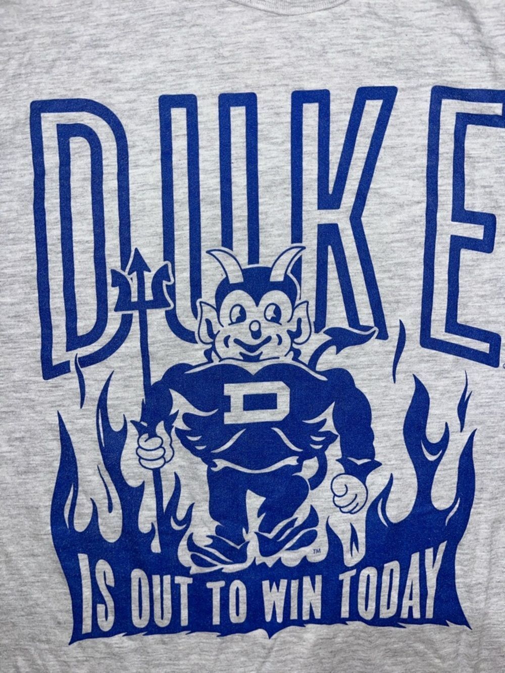 Gray Duke Royal Blue Devils Cute Devil Hell basketball Athletic fit t shirt XXL - Picture 2 of 3